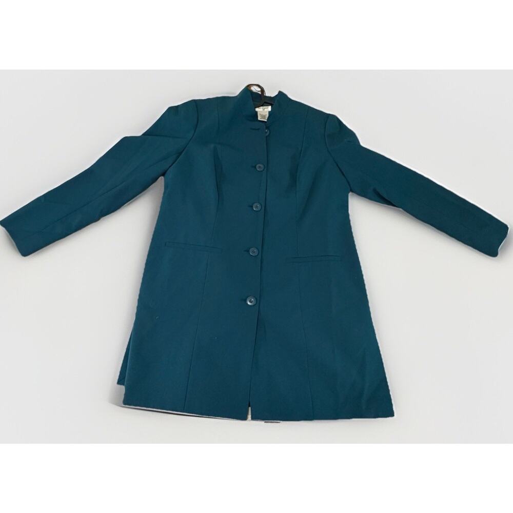 Liz Baker Teal Button Long Jacket Tall Large Long Sleeve